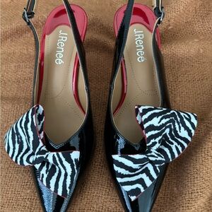 J.Renee Black Heels with Zebra Bow